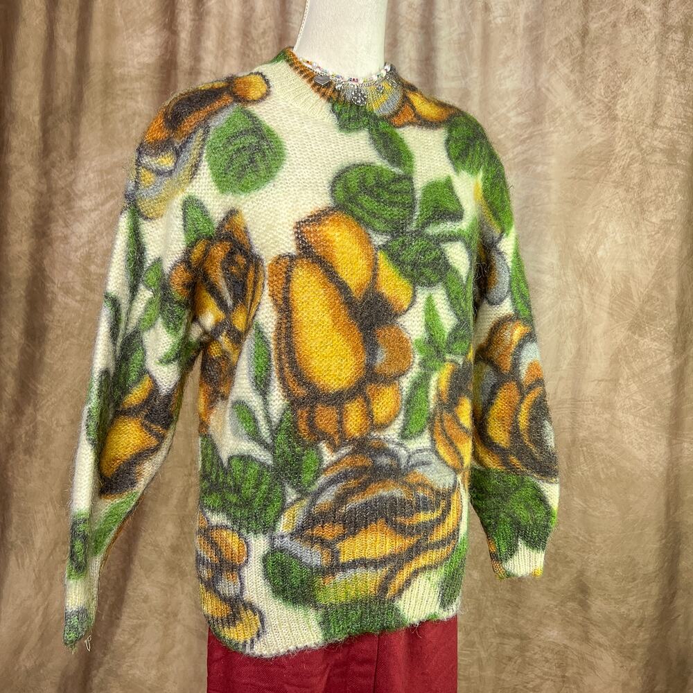 Vintage Fairy Grunge Sweater 80s Chinese Floral Chunky Multicolor Renaissance - Picture 7 of 8